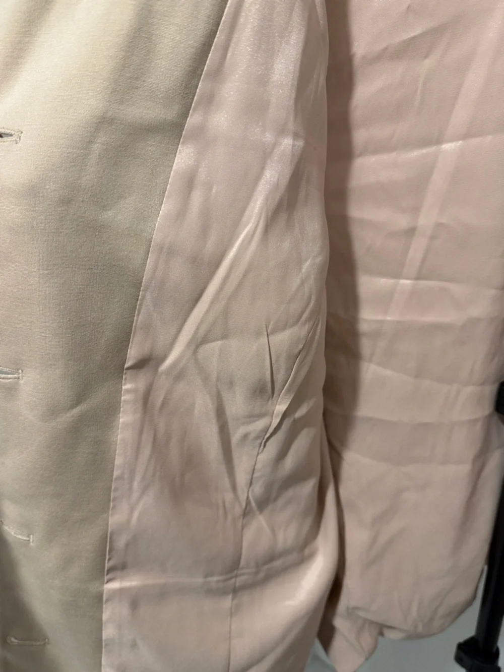 dennis basso Tan Crew-Neck Gold-Button Blazer